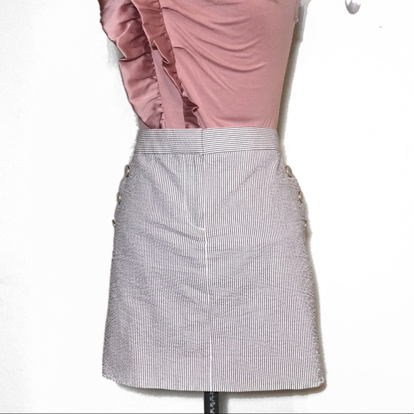 J. Crew Factory Dresses & Skirts - J. Crew Factory Blue White Seersucker Mini Skirt 6